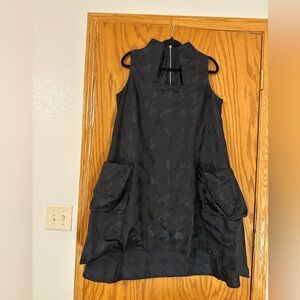 Reina Lee Houndtooth Elegant Black Sleeveless Dress - NWOT - Size M